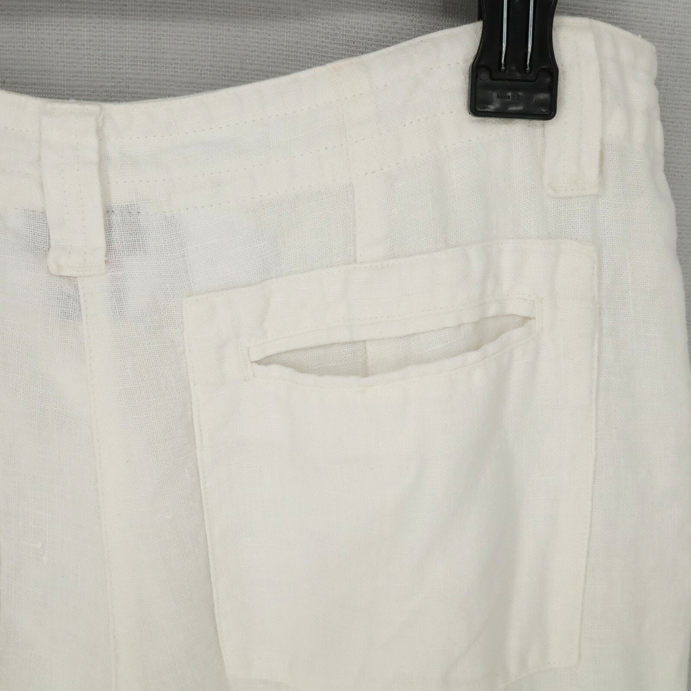Talbots Pants Petites 4P White Irish Linen Crop Wide Leg Pockets Cruise Resort - Picture 10 of 11